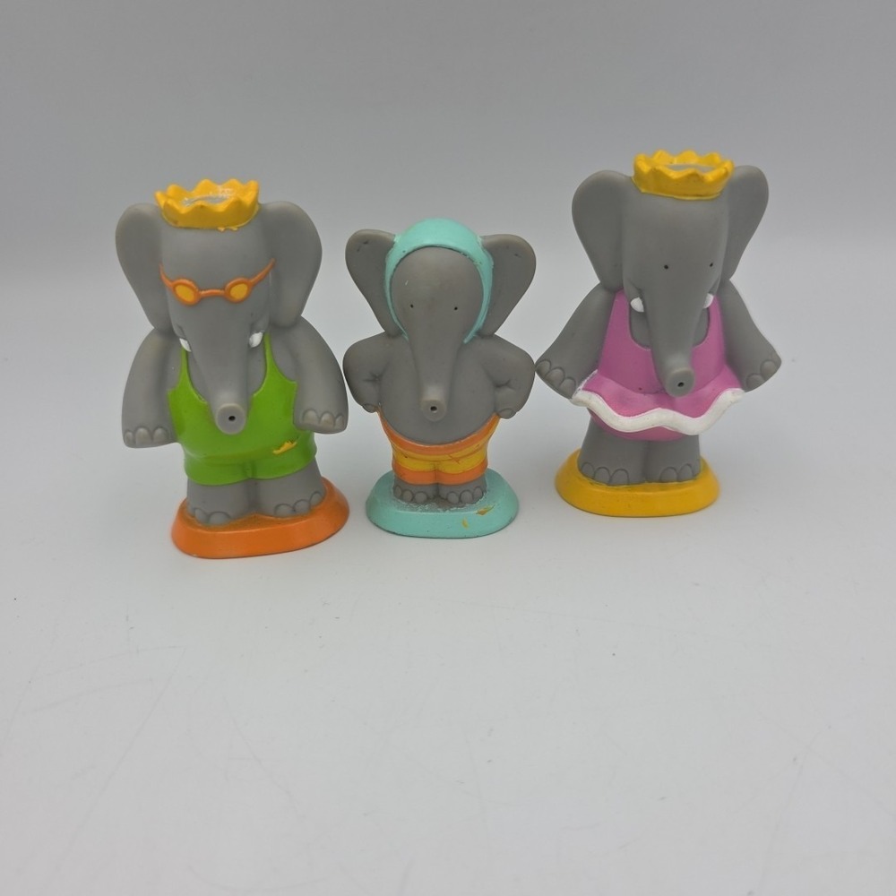 Vintage Set of 3 Arby's 1992 Babar the Elephant Water Squirters/Collectible Toys